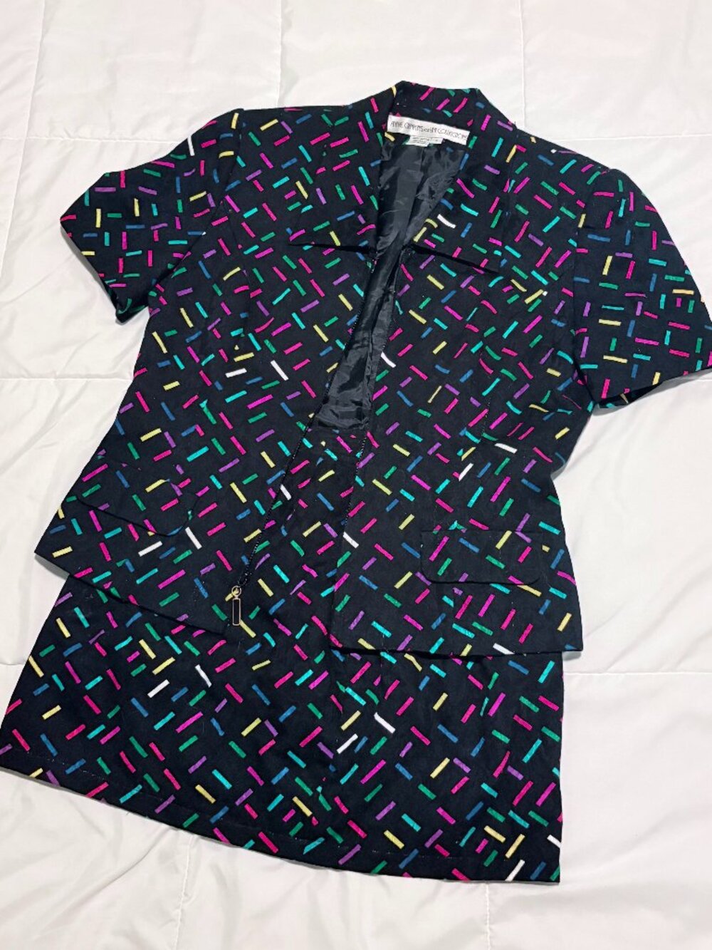 Vintage Anne Crimmins for Umi Confetti Print Skirt Set Sz 8